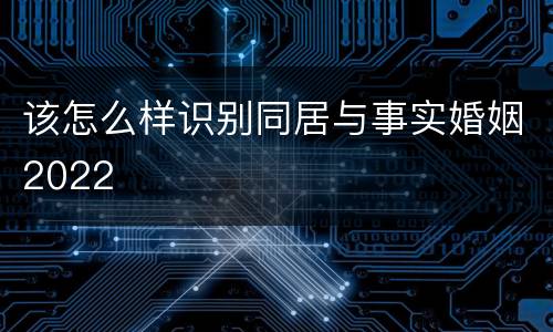 该怎么样识别同居与事实婚姻2022