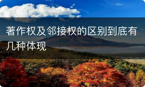 著作权及邻接权的区别到底有几种体现