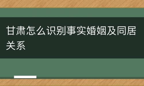 甘肃怎么识别事实婚姻及同居关系