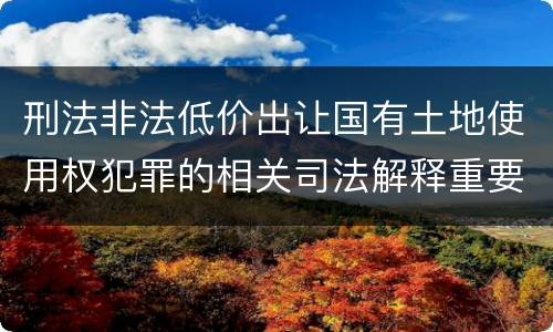 刑法非法低价出让国有土地使用权犯罪的相关司法解释重要规定