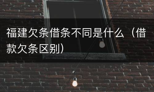 福建欠条借条不同是什么（借款欠条区别）