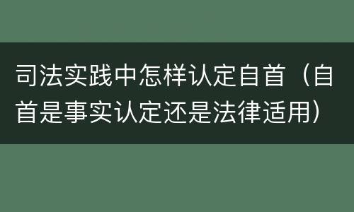司法实践中怎样认定自首（自首是事实认定还是法律适用）
