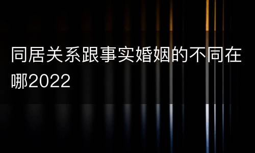 同居关系跟事实婚姻的不同在哪2022