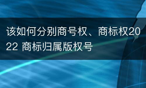 该如何分别商号权、商标权2022 商标归属版权号