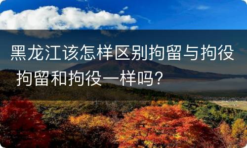 黑龙江该怎样区别拘留与拘役 拘留和拘役一样吗?