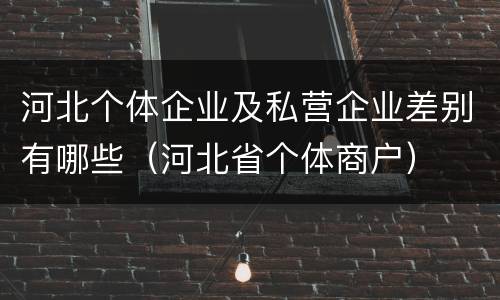 河北个体企业及私营企业差别有哪些（河北省个体商户）