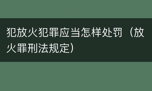犯放火犯罪应当怎样处罚（放火罪刑法规定）