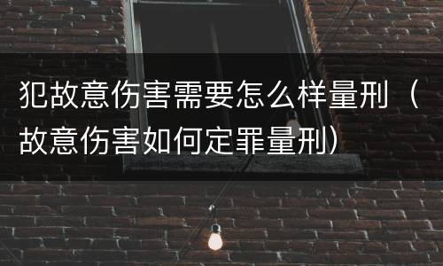 犯故意伤害需要怎么样量刑（故意伤害如何定罪量刑）