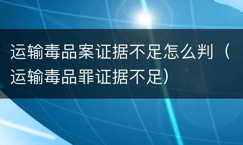 运输毒品案证据不足怎么判（运输毒品罪证据不足）