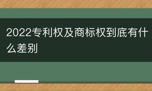 2022专利权及商标权到底有什么差别
