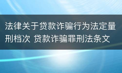 法律关于贷款诈骗行为法定量刑档次 贷款诈骗罪刑法条文