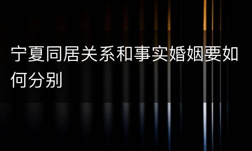 宁夏同居关系和事实婚姻要如何分别