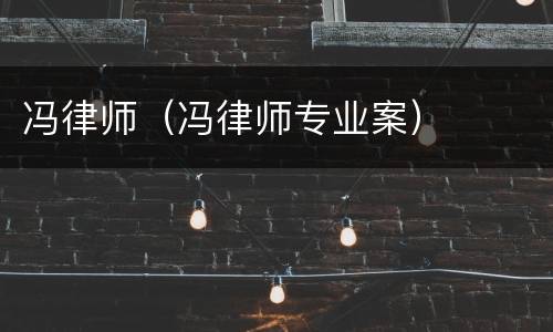 冯律师（冯律师专业案）