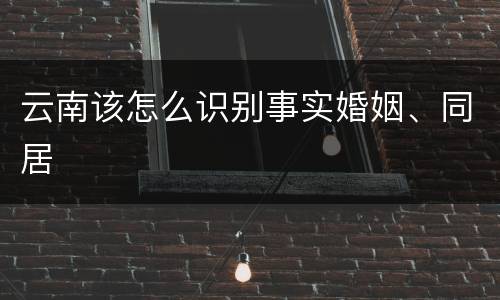云南该怎么识别事实婚姻、同居