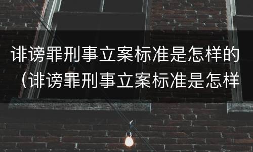 诽谤罪刑事立案标准是怎样的（诽谤罪刑事立案标准是怎样的呢）