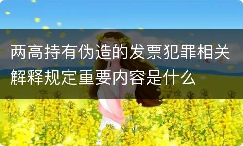 两高持有伪造的发票犯罪相关解释规定重要内容是什么