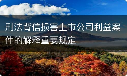 刑法背信损害上市公司利益案件的解释重要规定