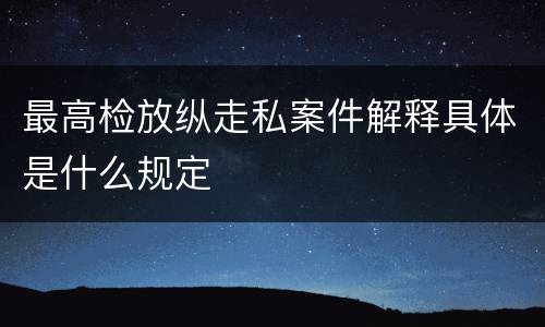 最高检放纵走私案件解释具体是什么规定