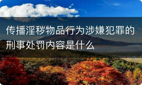 传播淫秽物品行为涉嫌犯罪的刑事处罚内容是什么