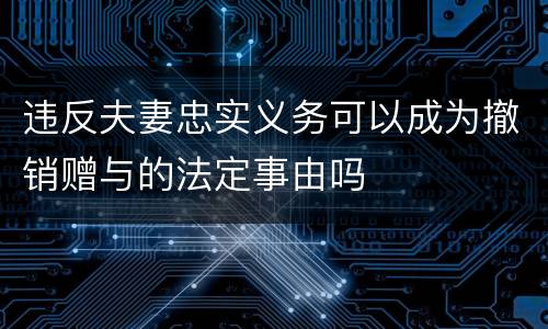 违反夫妻忠实义务可以成为撤销赠与的法定事由吗