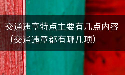 交通违章特点主要有几点内容（交通违章都有哪几项）
