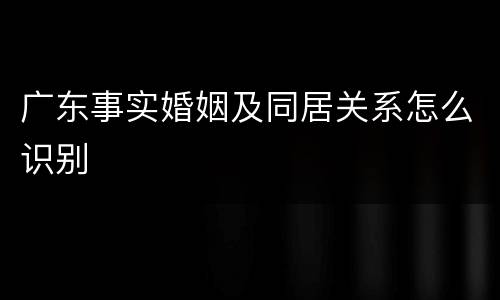 广东事实婚姻及同居关系怎么识别