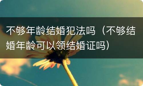 不够年龄结婚犯法吗（不够结婚年龄可以领结婚证吗）