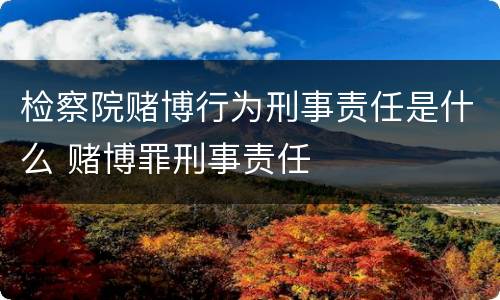 检察院赌博行为刑事责任是什么 赌博罪刑事责任