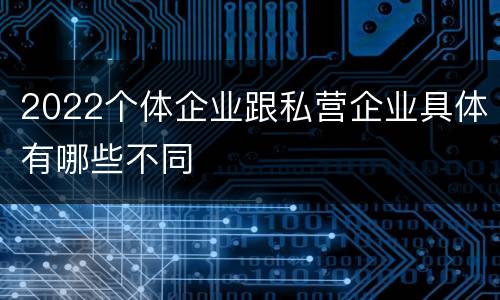 2022个体企业跟私营企业具体有哪些不同