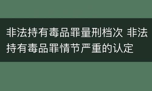 非法持有毒品罪量刑档次 非法持有毒品罪情节严重的认定