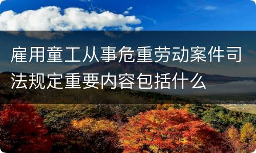 雇用童工从事危重劳动案件司法规定重要内容包括什么