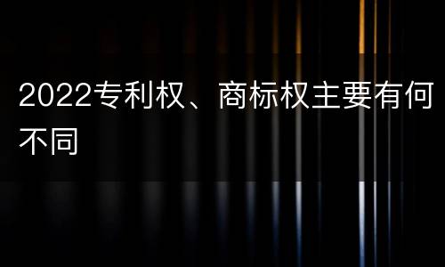 2022专利权、商标权主要有何不同