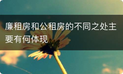 廉租房和公租房的不同之处主要有何体现