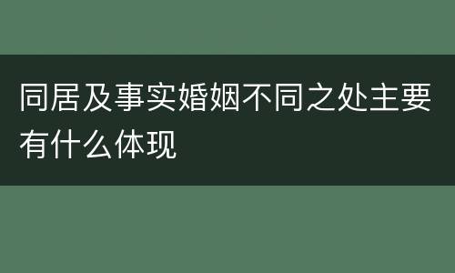 同居及事实婚姻不同之处主要有什么体现