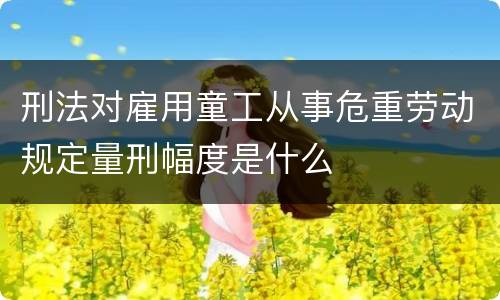 刑法对雇用童工从事危重劳动规定量刑幅度是什么