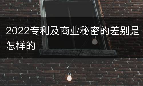 2022专利及商业秘密的差别是怎样的