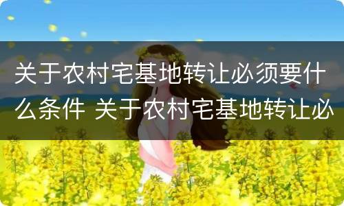 关于农村宅基地转让必须要什么条件 关于农村宅基地转让必须要什么条件呢