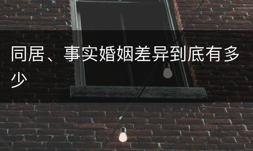 同居、事实婚姻差异到底有多少