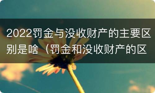 2022罚金与没收财产的主要区别是啥（罚金和没收财产的区别）