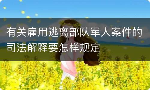 有关雇用逃离部队军人案件的司法解释要怎样规定