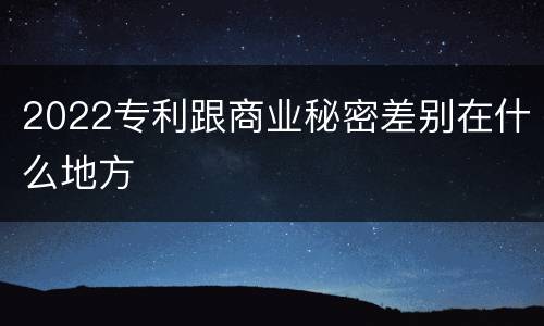 2022专利跟商业秘密差别在什么地方