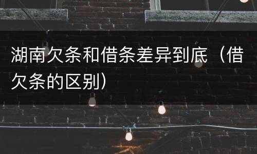 湖南欠条和借条差异到底（借欠条的区别）