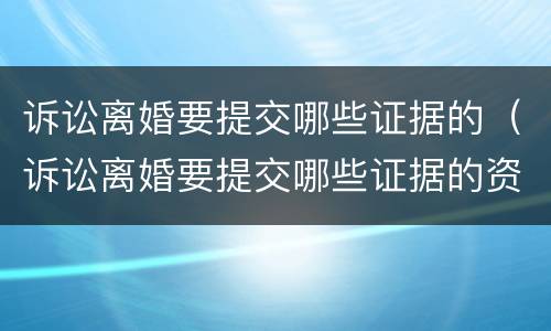 诉讼离婚要提交哪些证据的（诉讼离婚要提交哪些证据的资料）
