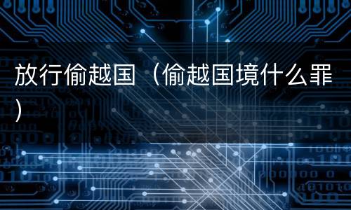 放行偷越国（偷越国境什么罪）