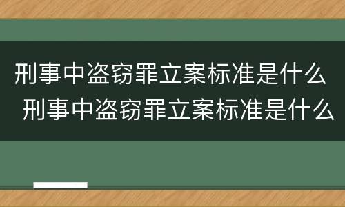 刑事中盗窃罪立案标准是什么 刑事中盗窃罪立案标准是什么样的