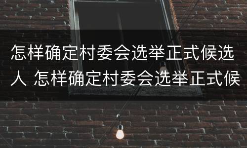 怎样确定村委会选举正式候选人 怎样确定村委会选举正式候选人的条件