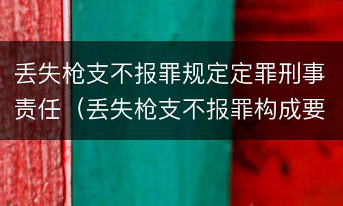 丢失枪支不报罪规定定罪刑事责任（丢失枪支不报罪构成要件）