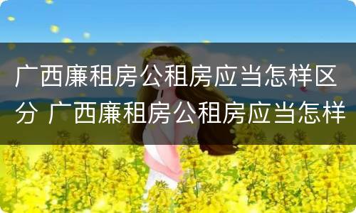 广西廉租房公租房应当怎样区分 广西廉租房公租房应当怎样区分户型