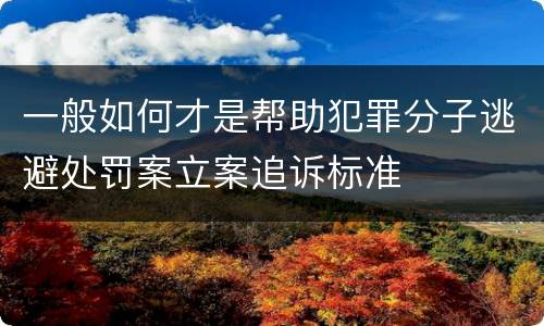 一般如何才是帮助犯罪分子逃避处罚案立案追诉标准
