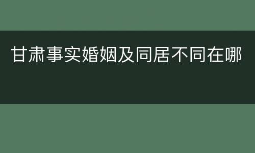 甘肃事实婚姻及同居不同在哪